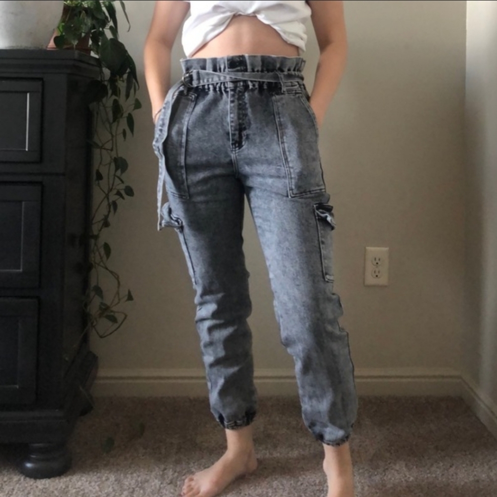 Kancan Acid Wash Denim Joggers